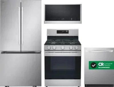 4 Piece Package Includes Refrigerator, Range, Microwave And Dishwasher