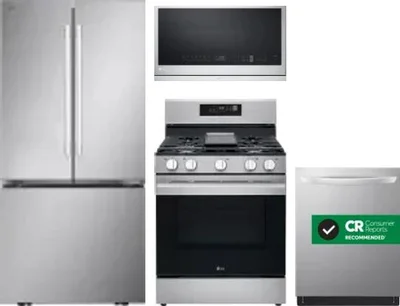 4 Piece Package Includes Refrigerator, Range, Microwave And Dishwasher