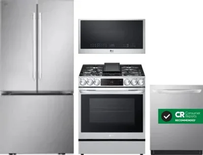 4 Piece Package Includes Refrigerator, Range, Microwave And Dishwasher