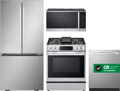 4 Piece Package Includes Refrigerator, Range, Microwave And Dishwasher