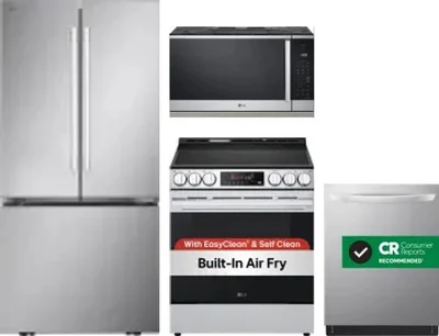 4 Piece Package Includes Refrigerator, Range, Microwave And Dishwasher