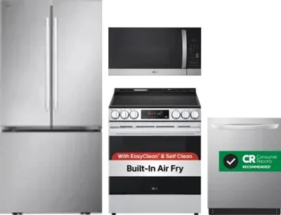 4 Piece Package Includes Refrigerator, Range, Microwave And Dishwasher