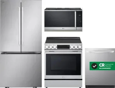 4 Piece Package Includes Refrigerator, Range, Microwave And Dishwasher