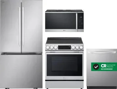 4 Piece Package Includes Refrigerator, Range, Microwave And Dishwasher