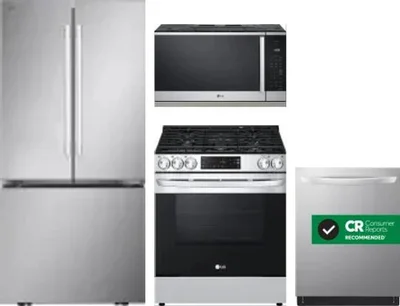 4 Piece Package Includes Refrigerator, Range, Microwave And Dishwasher