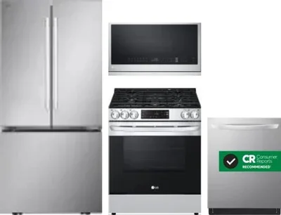 4 Piece Package Includes Refrigerator, Range, Microwave And Dishwasher