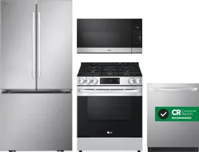 4 Piece Package Includes Refrigerator, Range, Microwave And Dishwasher