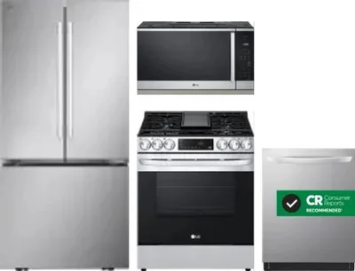 4 Piece Package Includes Refrigerator, Range, Microwave And Dishwasher