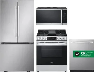 4 Piece Package Includes Refrigerator, Range, Microwave And Dishwasher