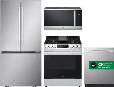 4 Piece Package Includes Refrigerator, Range, Microwave And Dishwasher