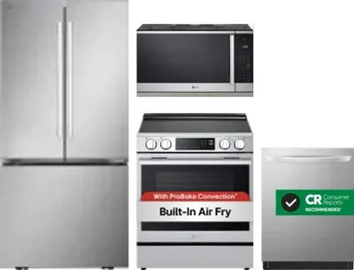 4 Piece Package Includes Refrigerator, Range, Microwave And Dishwasher