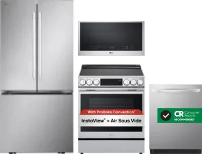 4 Piece Package Includes Refrigerator, Range, Microwave And Dishwasher