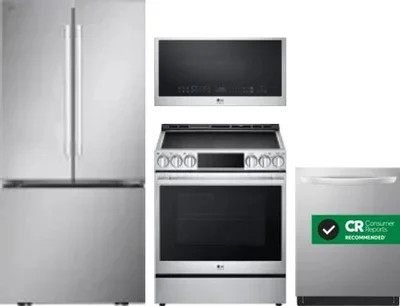 4 Piece Package Includes Refrigerator, Range, Microwave And Dishwasher