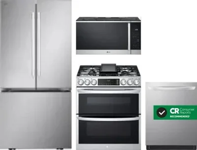 4 Piece Package Includes Refrigerator, Range, Microwave And Dishwasher