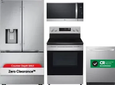 4 Piece Package Includes Refrigerator, Range, Microwave And Dishwasher