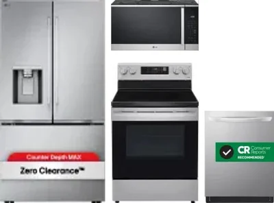 4 Piece Package Includes Refrigerator, Range, Microwave And Dishwasher