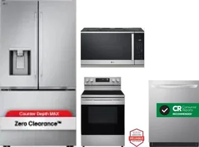 4 Piece Package Includes Refrigerator, Range, Microwave And Dishwasher