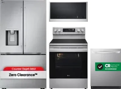 4 Piece Package Includes Refrigerator, Range, Microwave And Dishwasher