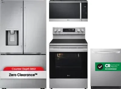 4 Piece Package Includes Refrigerator, Range, Microwave And Dishwasher