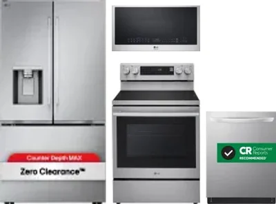 4 Piece Package Includes Refrigerator, Range, Microwave And Dishwasher