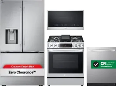 4 Piece Package Includes Refrigerator, Range, Microwave And Dishwasher