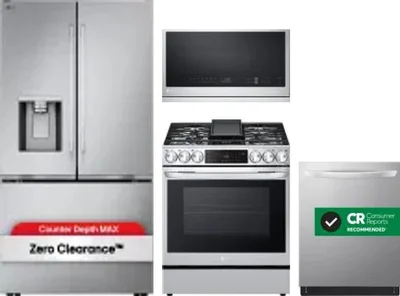 4 Piece Package Includes Refrigerator, Range, Microwave And Dishwasher