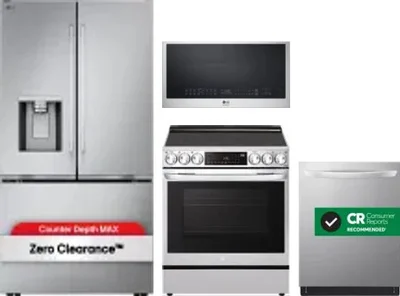 4 Piece Package Includes Refrigerator, Range, Microwave And Dishwasher