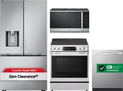 4 Piece Package Includes Refrigerator, Range, Microwave And Dishwasher