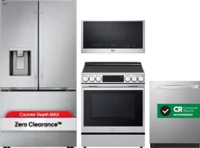 4 Piece Package Includes Refrigerator, Range, Microwave And Dishwasher