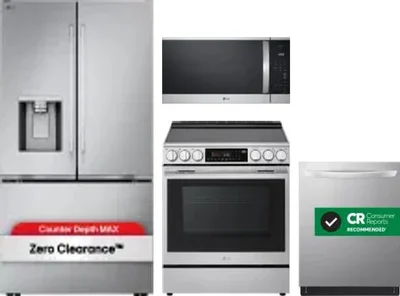 4 Piece Package Includes Refrigerator, Range, Microwave And Dishwasher