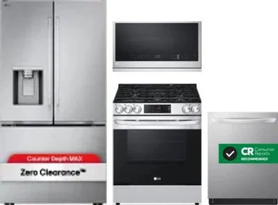 4 Piece Package Includes Refrigerator, Range, Microwave And Dishwasher