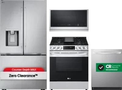 4 Piece Package Includes Refrigerator, Range, Microwave And Dishwasher