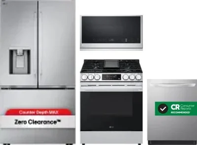 4 Piece Package Includes Refrigerator, Range, Microwave And Dishwasher