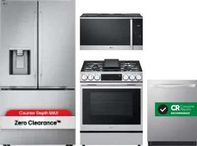 4 Piece Package Includes Refrigerator, Range, Microwave And Dishwasher
