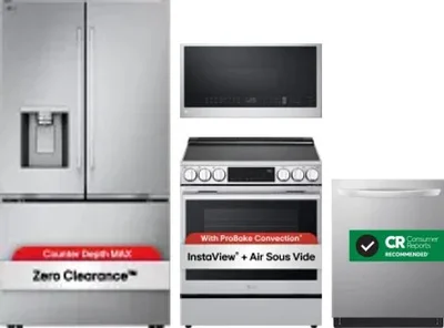 4 Piece Package Includes Refrigerator, Range, Microwave And Dishwasher
