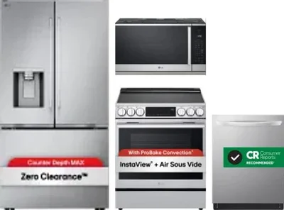 4 Piece Package Includes Refrigerator, Range, Microwave And Dishwasher