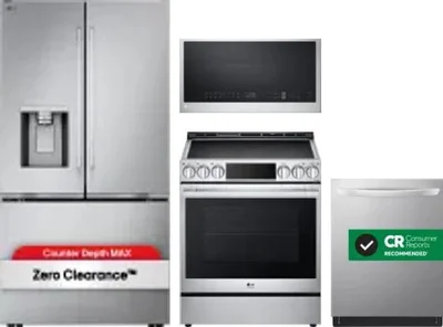 4 Piece Package Includes Refrigerator, Range, Microwave And Dishwasher