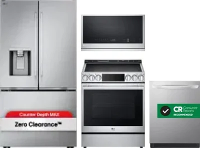 4 Piece Package Includes Refrigerator, Range, Microwave And Dishwasher