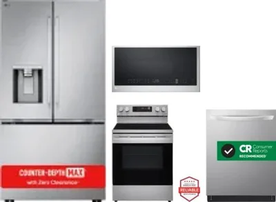 4 Piece Package Includes Refrigerator, Range, Microwave And Dishwasher