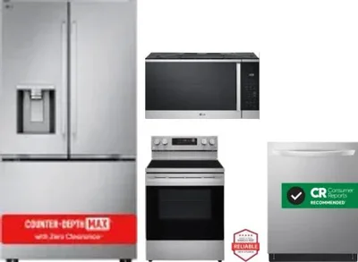 4 Piece Package Includes Refrigerator, Range, Microwave And Dishwasher
