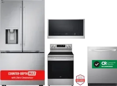 4 Piece Package Includes Refrigerator, Range, Microwave And Dishwasher