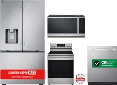 4 Piece Package Includes Refrigerator, Range, Microwave And Dishwasher