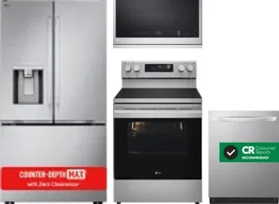 4 Piece Package Includes Refrigerator, Range, Microwave And Dishwasher