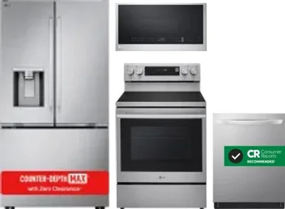 4 Piece Package Includes Refrigerator, Range, Microwave And Dishwasher
