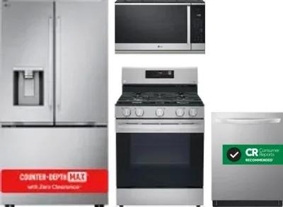 4 Piece Package Includes Refrigerator, Range, Microwave And Dishwasher