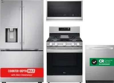 4 Piece Package Includes Refrigerator, Range, Microwave And Dishwasher