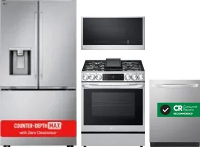 4 Piece Package Includes Refrigerator, Range, Microwave And Dishwasher