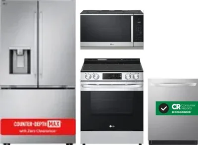 4 Piece Package Includes Refrigerator, Range, Microwave And Dishwasher