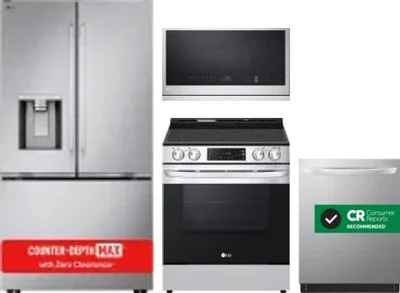 4 Piece Package Includes Refrigerator, Range, Microwave And Dishwasher