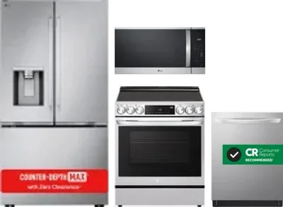 4 Piece Package Includes Refrigerator, Range, Microwave And Dishwasher